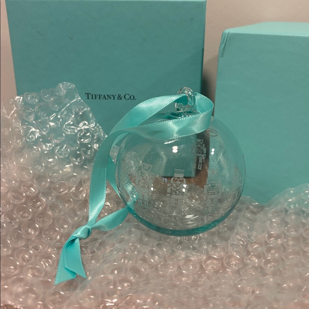Tiffany & Co. Nutcracker Crystal Glass Holiday Christmas ornament with box